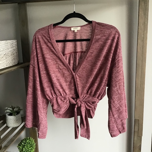 Umgee Tops - Umgee Maroon Wrap Tied Long Sleeve